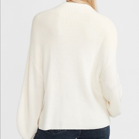 Express Ribbed Mock Neck White Sweater - Picture 2 of 6